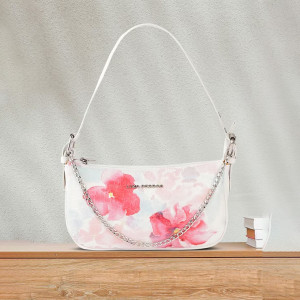 Multicoloured Floral Print Baguette Bag